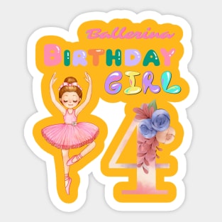 4th birthday ballerina girl Sticker